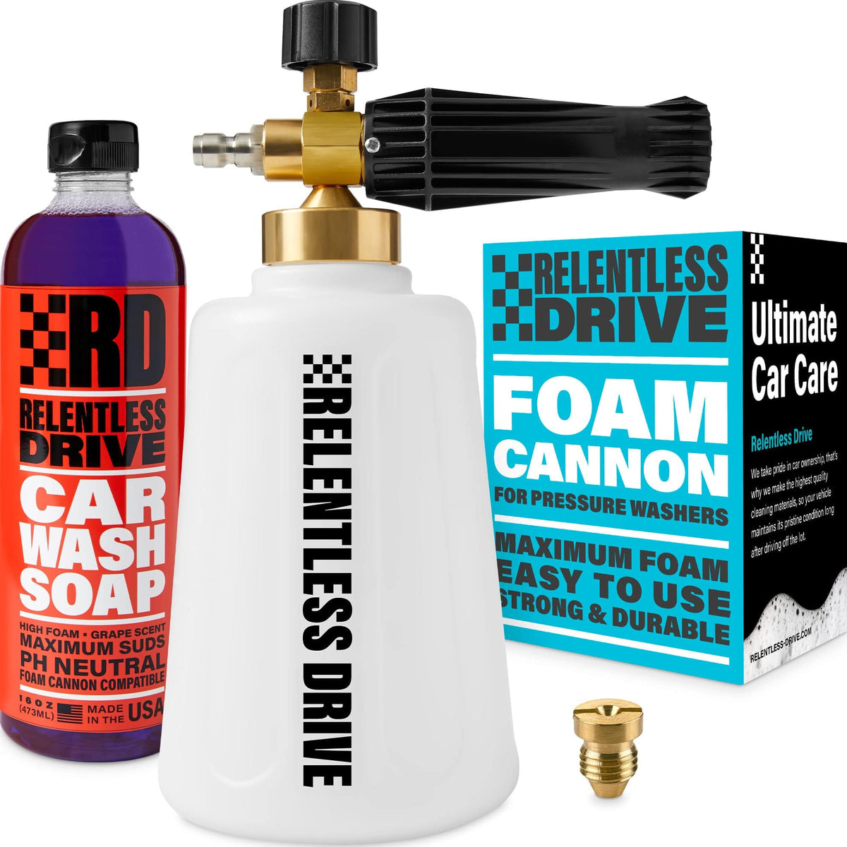 Foam Cannon for Pressure Washer Kit - Car Wash Foam Gun w/Car Wash Soa –  Relentless Drive