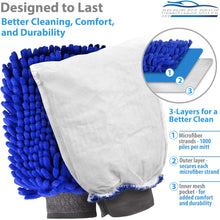 Load image into Gallery viewer, Relentless Drive Car Wash Mitt Relentless Drive Car Wash Mitt &amp; Works as Car Wash Sponge, Chenille Microfiber Wash Mitt Scratch Free, Ultra Absorbent Microfiber Mitt for Cars, Trucks, SUV, Boat &amp; Motorcycle (2 Pack, Large)