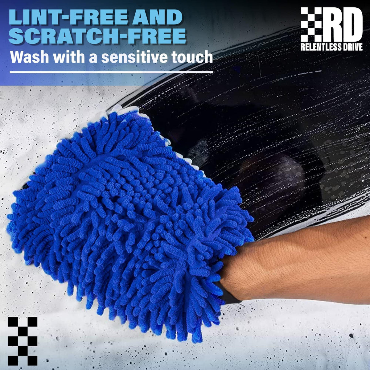 HeGangLy 2 Pack Car Wash Mitt Microfiber Chenille Car Wash Mitt Scratch  Free for Cars Cleaning,Home Cleaning Mitts(Green/Blue).