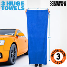 Load image into Gallery viewer, Relentless Drive Microfiber Towels for Cars (5 Pack) Huge Car Drying Towel 24  x 60  - Ultra Absorbent Drying Towels Car Detailing, Car Wash Towels - Shammy Towel for Car Included