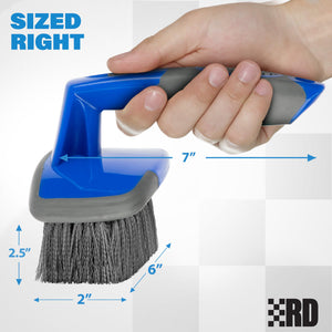 Relentless Drive Ergonomic Tire Brush - Car Wheel Brush for Tire Shine Application - Heavy Duty Bristles & Curved Head for Easy Use