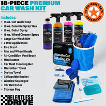 Load image into Gallery viewer, Car Detailing Kit (18pc) - Car Cleaning Kit - Car Wash Kit - Complete Car Wash Kit with Bucket For Perfect Car Wash, Car Gifts for Men, Gifts for Car Guys, Interior Car Cleaner and Wheel Cleaner