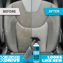 Load image into Gallery viewer, Relentless Drive Professional Carpet Cleaner Spray &amp; Upholstery Brush Kit for Car Interior - Car Seat Cleaner &amp; Car Upholstery Cleaner - 16 oz