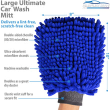 Load image into Gallery viewer, Relentless Drive Car Wash Mitt &amp; Works as Car Wash Sponge, Chenille Microfiber Wash Mitt Scratch Free, Ultra Absorbent Microfiber Mitt for Cars, Trucks, SUV, Boat &amp; Motorcycle (Large)