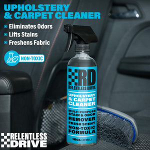 Relentless Drive Professional Carpet Cleaner Spray & Upholstery Brush Kit for Car Interior - Car Seat Cleaner & Car Upholstery Cleaner - 16 oz