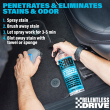 Load image into Gallery viewer, Relentless Drive Professional Carpet Cleaner Spray &amp; Upholstery Brush Kit for Car Interior - Car Seat Cleaner &amp; Car Upholstery Cleaner - 16 oz