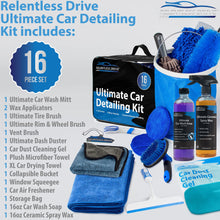 Load image into Gallery viewer, Relentless Drive 16-Piece Car Wash Kit with Car Wash Soap &amp; Car Wax - Car Care Kit for Exterior Car Cleaner &amp; Car Interior Cleaner - Ultimate Car Detailing Kit, Car Gifts for Men, Gifts for Car Guys