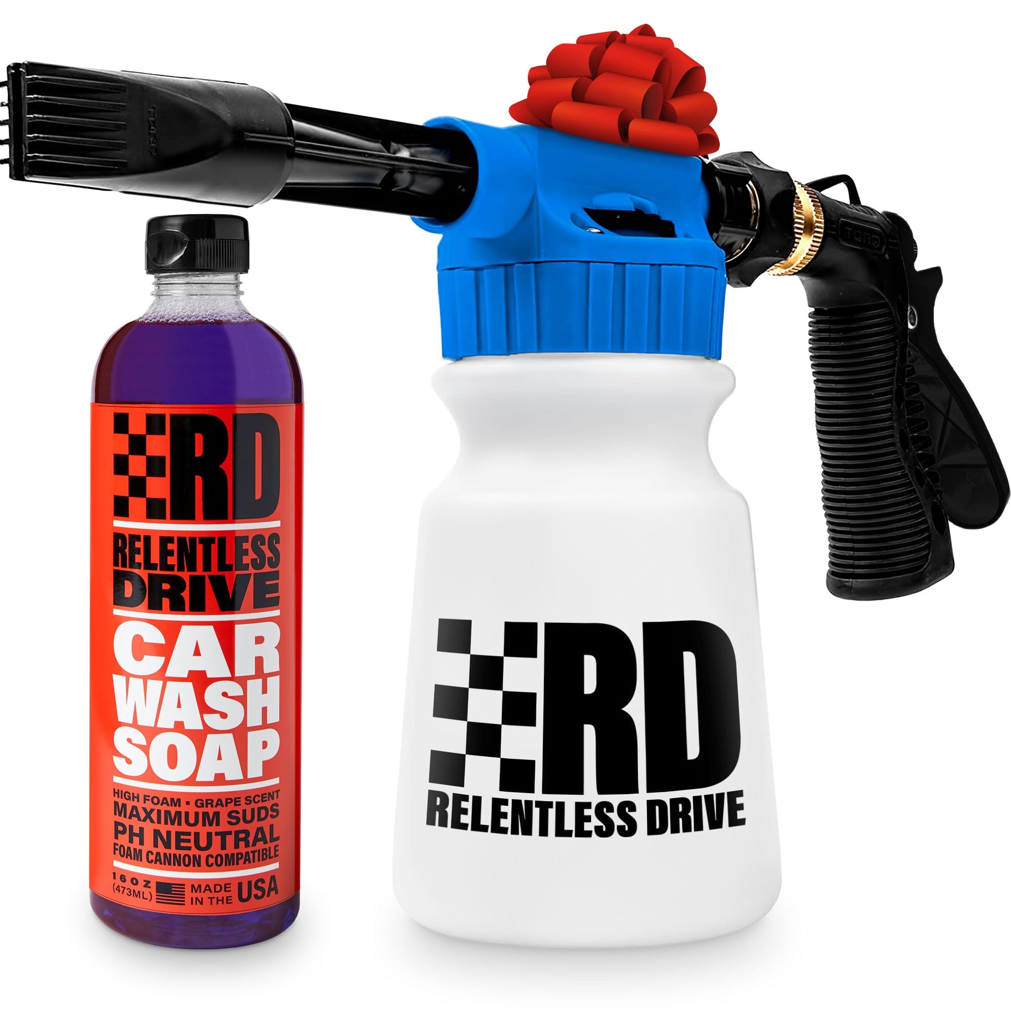 Car Wash Foam Gun w/ 16oz Soap - Foam Cannon Garden Hose - Foam Spraye –  Relentless Drive