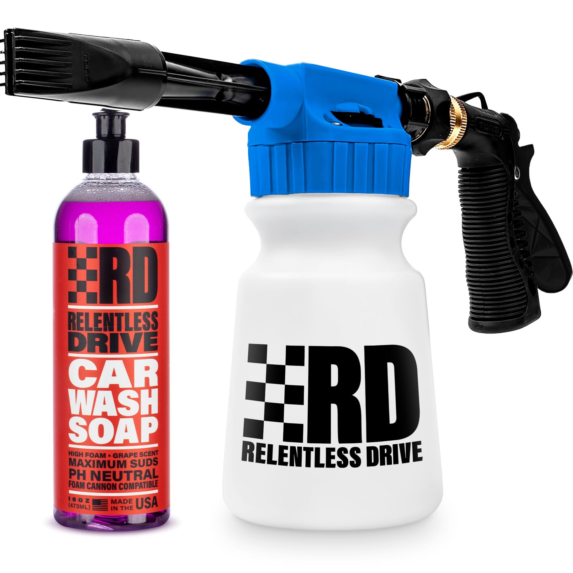 Foam King™ Gun Car Wash + Microfiber Mitt Detailing Towel - Connects to  Garden Hose Ultimate Scratch Free Cleaning Snow Blaster Cannon Washing Kit