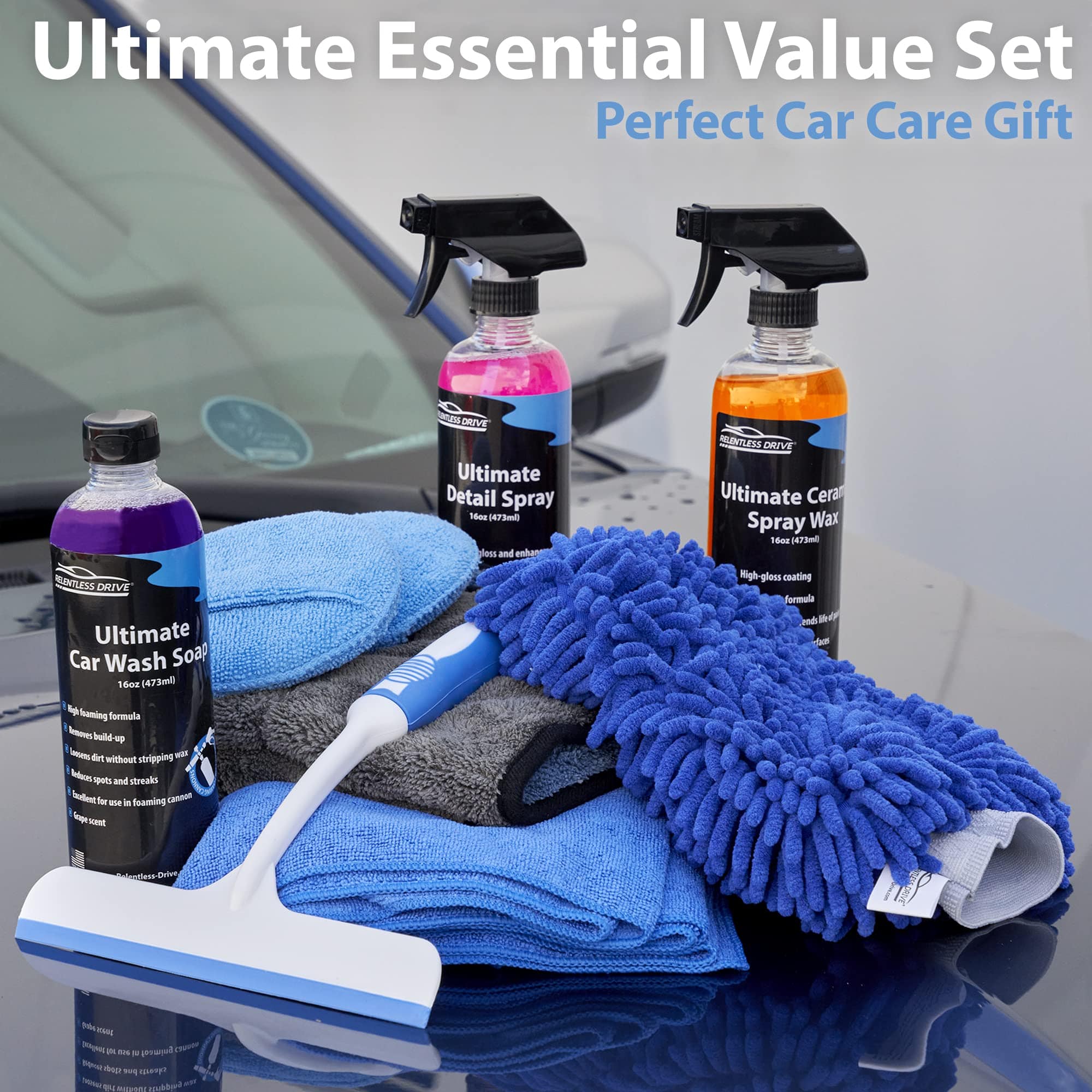 Relentless Drive 16-Piece Car Wash Kit with Car Wash Soap & Car