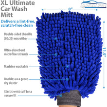 Load image into Gallery viewer, Relentless Drive Car Wash Mitt Relentless Drive Car Wash Mitt &amp; Works as Car Wash Sponge, Chenille Microfiber Wash Mitt Scratch Free, Ultra Absorbent Microfiber Mitt for Cars, Trucks, SUV, Boat &amp; Motorcycle (Extra Large)