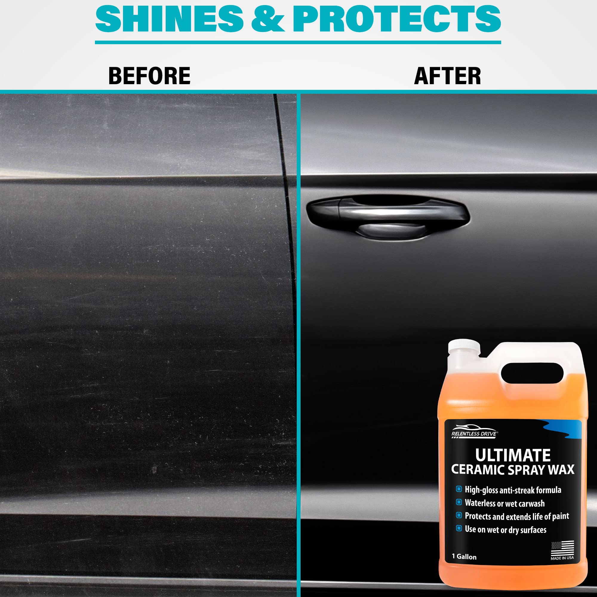 Relentless Drive Kit de cera de coche (galón) – Cera de cerámica húmeda o  sin agua – El aerosol de cera para coche proporciona el revestimiento