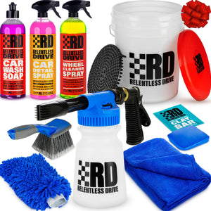 Relentless Drive Microfiber Bug Sponge Relentless Drive Deluxe Car Wash Kit - Car Cleaning Kit with Car Wash Foam Gun & 5 Gallon Car Wash Bucket - Complete Car Detailing Kit Comes for a Showroom Shine!