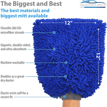 Load image into Gallery viewer, Relentless Drive Car Wash Mitt Relentless Drive for Tesla Car Wash Mitt &amp; Works as Car Wash Sponge, Chenille Microfiber Wash Mitt Scratch Free, Ultra Absorbent Microfiber Mitt for Cars, Trucks, SUV, Boat &amp; Motorcycle (XXL, 12&quot;x12&quot;)