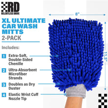 Load image into Gallery viewer, Relentless Drive Car Wash Mitt Relentless Drive Premium Car Wash Mitt (2-Pack, XL) - Car Wash Sponge - Chenille Microfiber Car Wash Mitt Scratch Free - Ultra Absorbent Microfiber Mitt for Cars, Trucks, SUVs, Boats &amp; Motorcycles