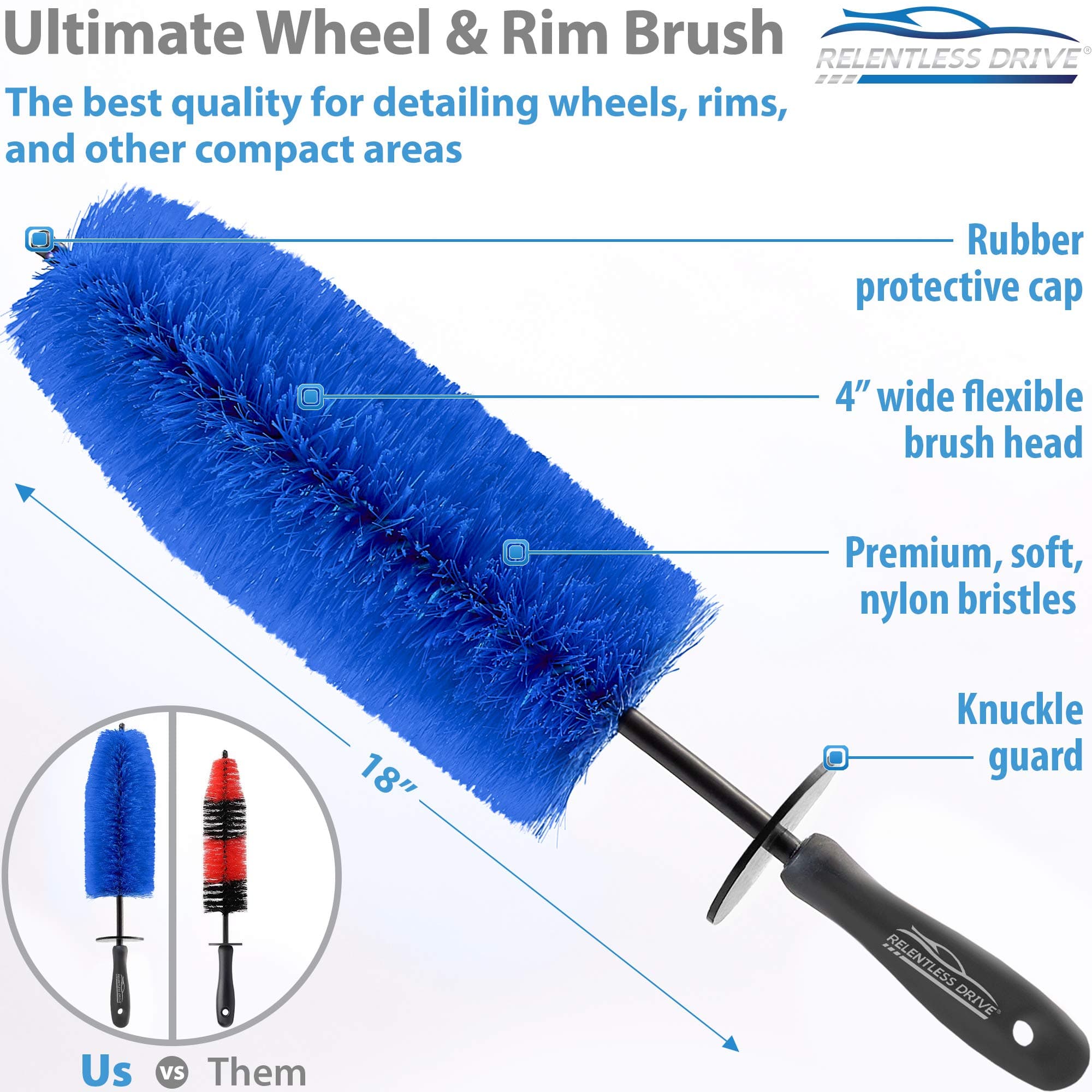 Wheel Brushes for Cleaning Wheels (4 Pro Pack)- 2X Soft Wheel Cleaning  Woolies Brush, Detailing Brush and Stiff Tire Brush, Scratch Free Durable  Car