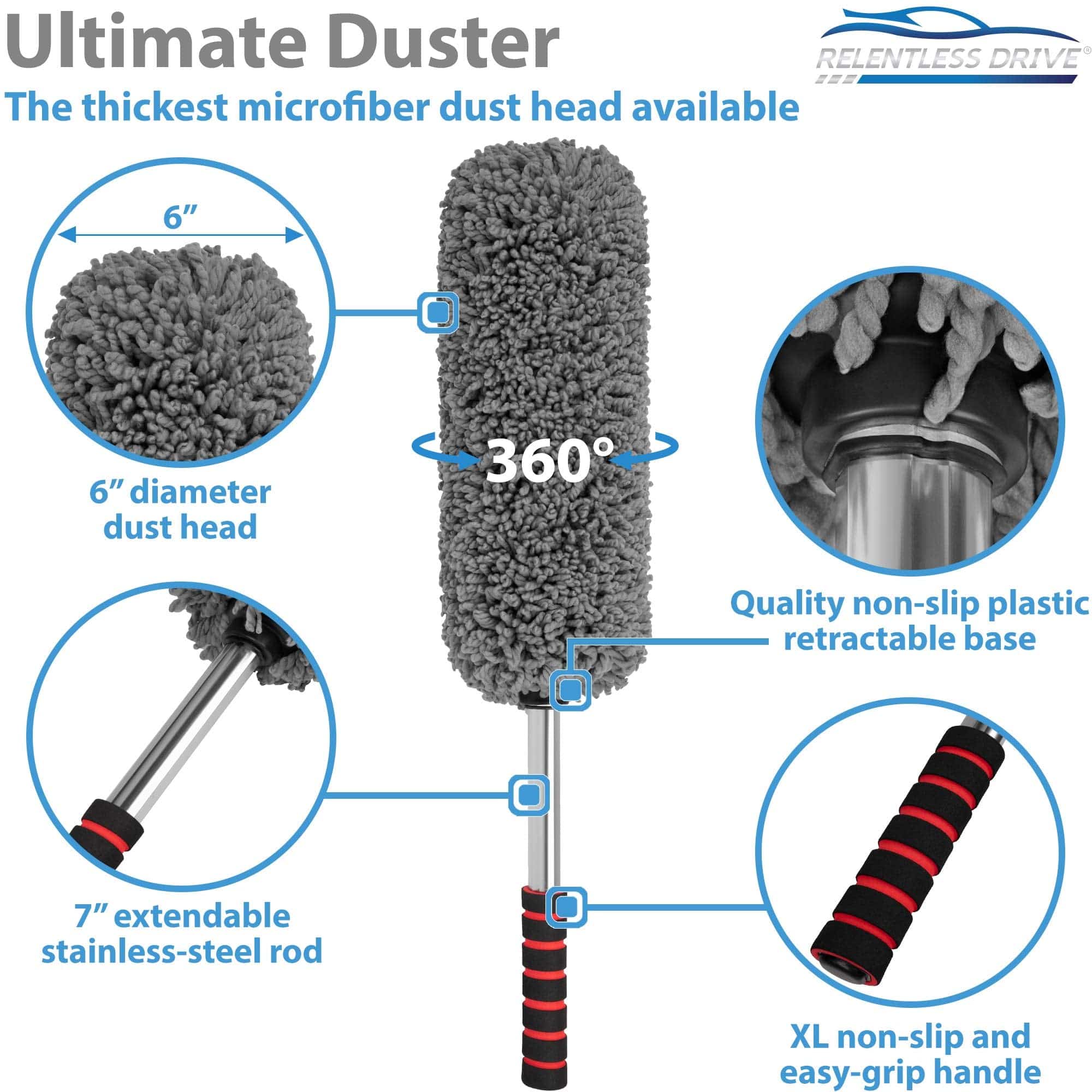 Relentless Drive Car Duster Kit – Microfiber Car Brush Duster Exterior