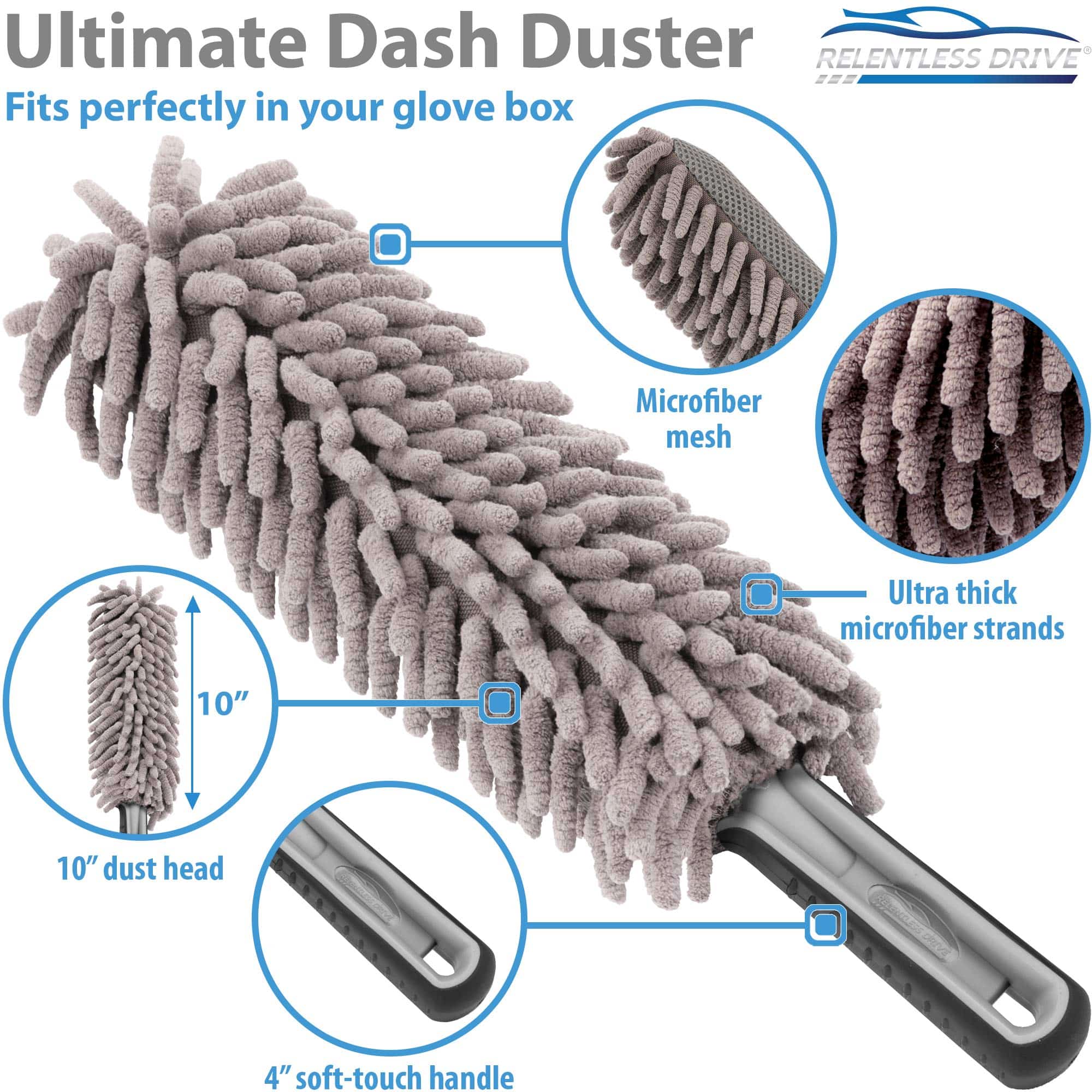 Relentless Drive Car Duster Exterior Scratch Free - Premium Microfiber  Duster for Car - Long Secure Extendable Handle, Removes Pollen, Dust & Lint  - Large Duste…