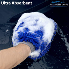 Load image into Gallery viewer, Relentless Drive Car Wash Mitt Relentless Drive Car Wash Mitt &amp; Works as Car Wash Sponge, Chenille Microfiber Wash Mitt Scratch Free, Ultra Absorbent Microfiber Mitt for Cars, Trucks, SUV, Boat &amp; Motorcycle (Extra Large)