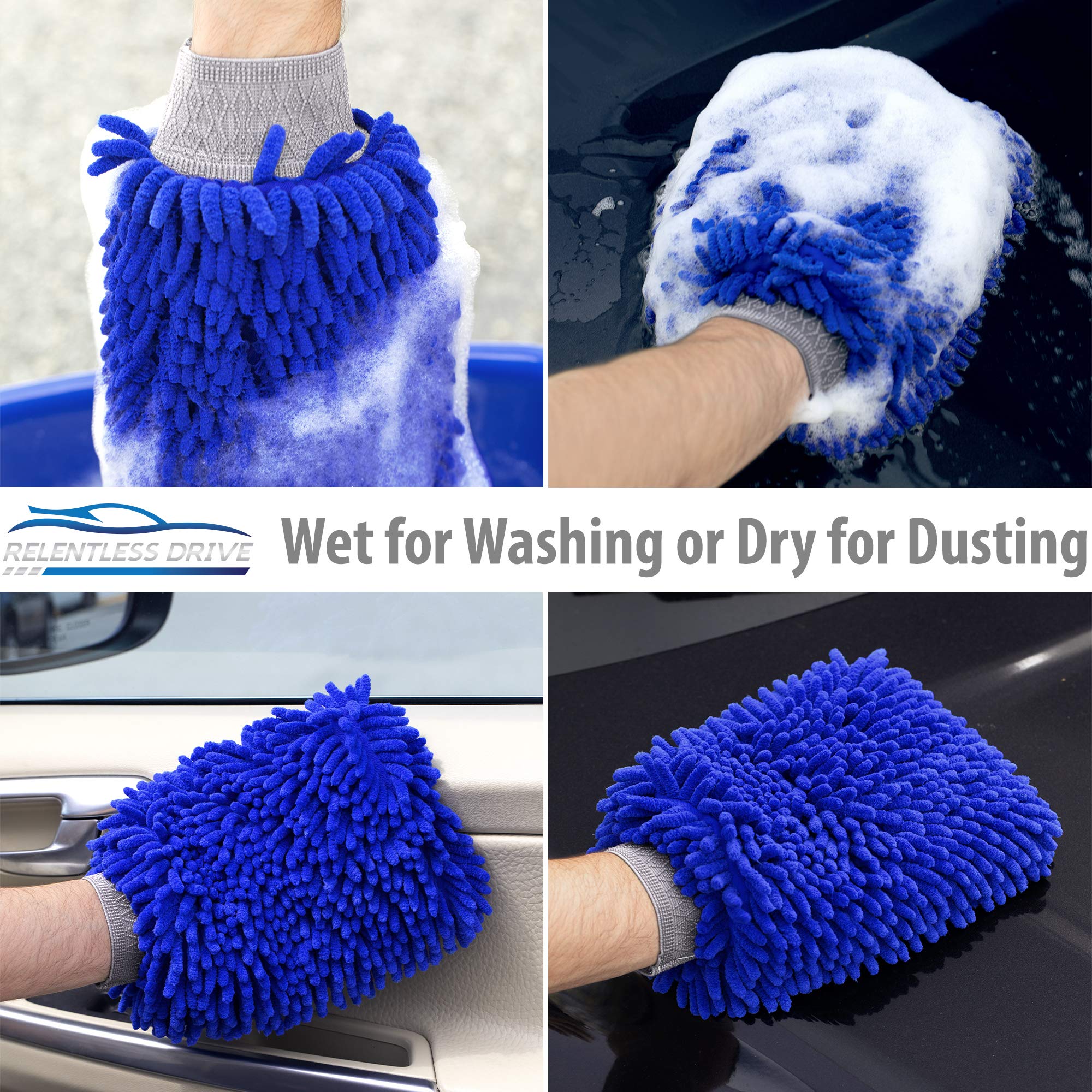 Car Wash Washing Microfiber Chenille Mitt Auto Cleaning Glove Dust Washer  New
