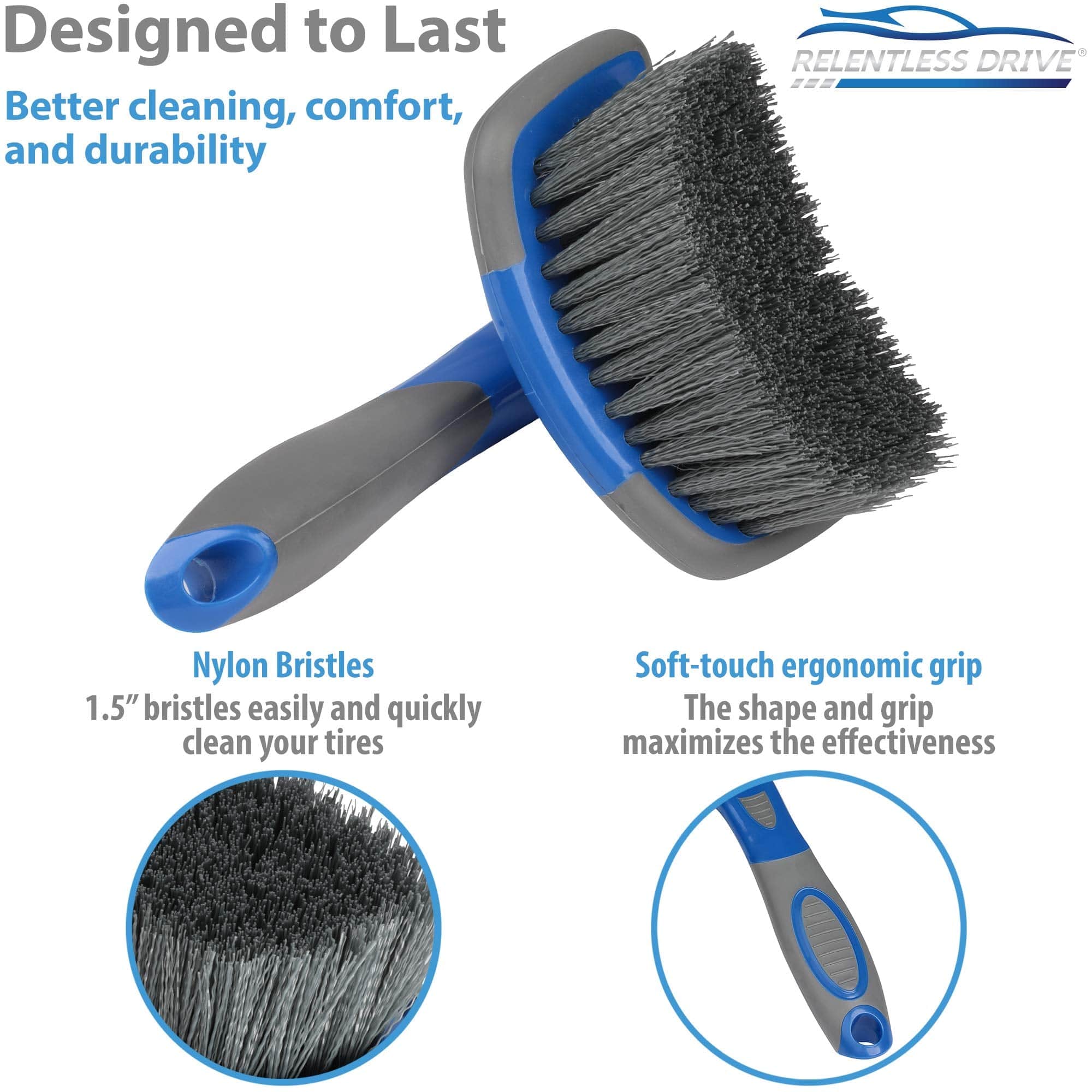 Relentless Drive The Ultimate Tire Brush | Auto Detailing Brush | Tire Cleaning Brush