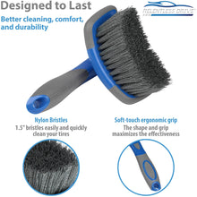 Load image into Gallery viewer, Relentless Drive Tire Scrub Brush Relentless Drive Ergonomic Tire Brush - Car Wheel Brush for Tire Shine Application - Heavy Duty Bristles &amp; Curved Head for Easy Use