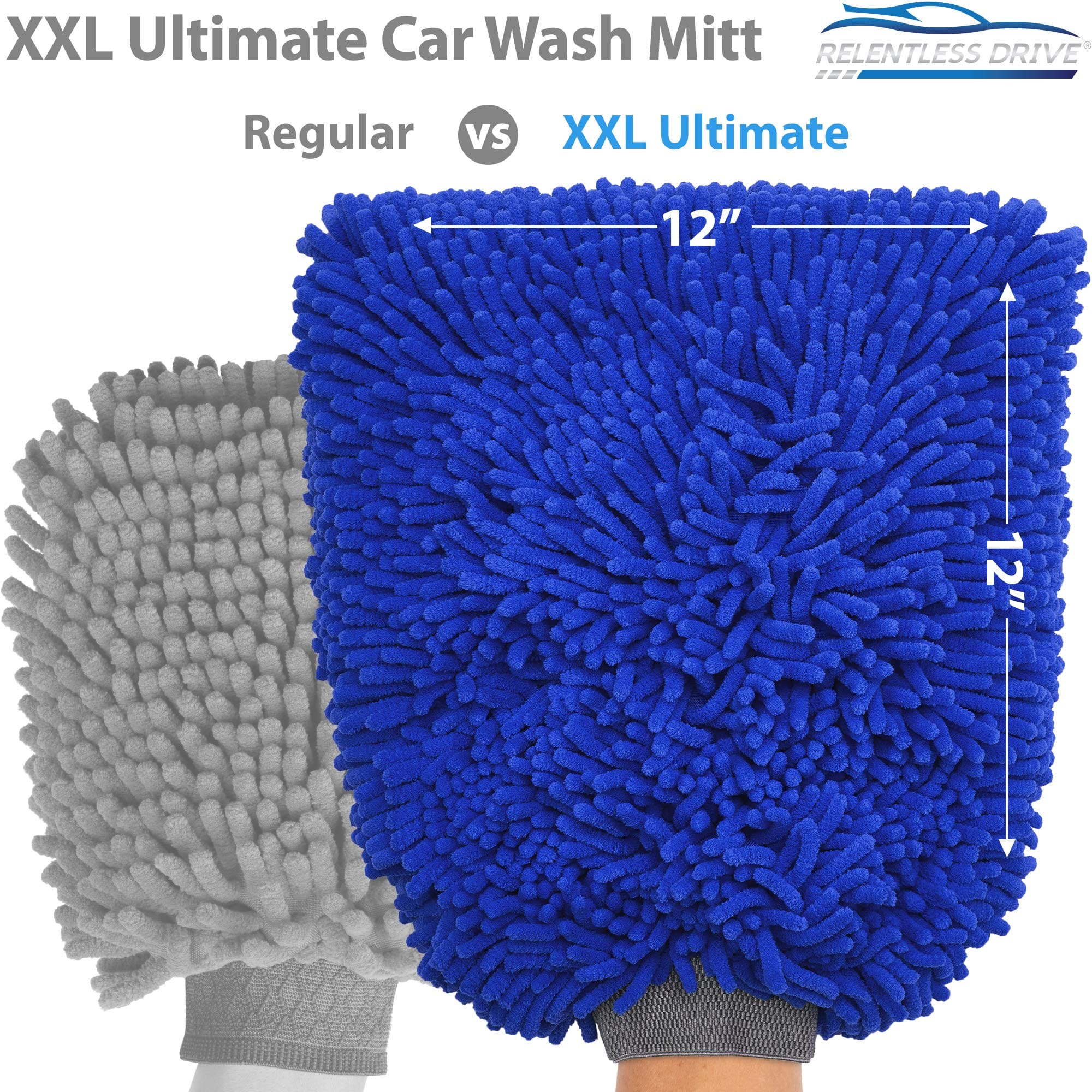 Relentless Drive Car Wash Mitt & Works as Car Wash Sponge, Chenille  Microfiber Wash Mitt Scratch Free, Ultra Absorbent Microfiber Mitt for  Cars