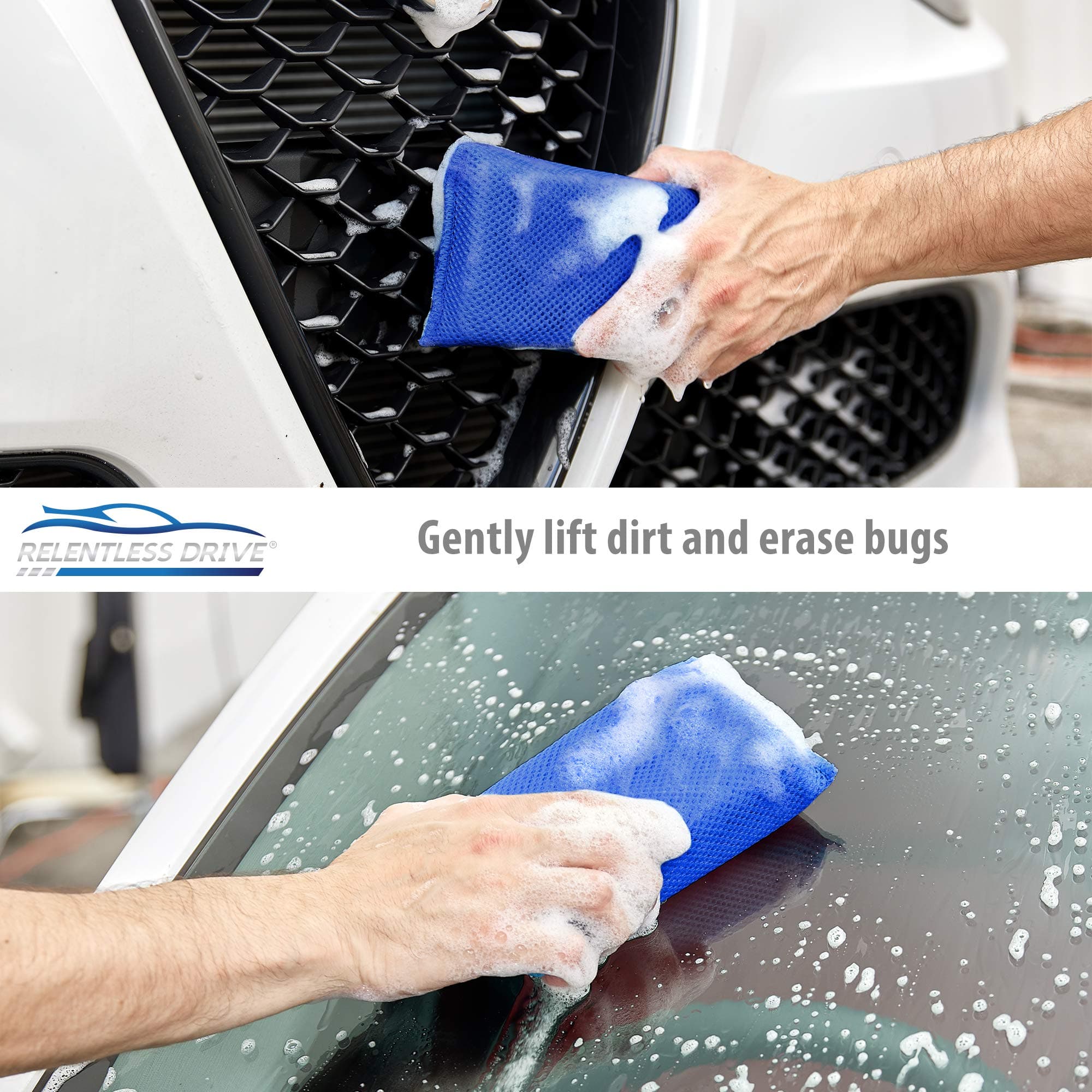 Double Sided Car Wash Sponges Bug Remover Sponge Mesh Cleaning Tar Sponge  For Washing Super Absorbent Soft Car Care Pads