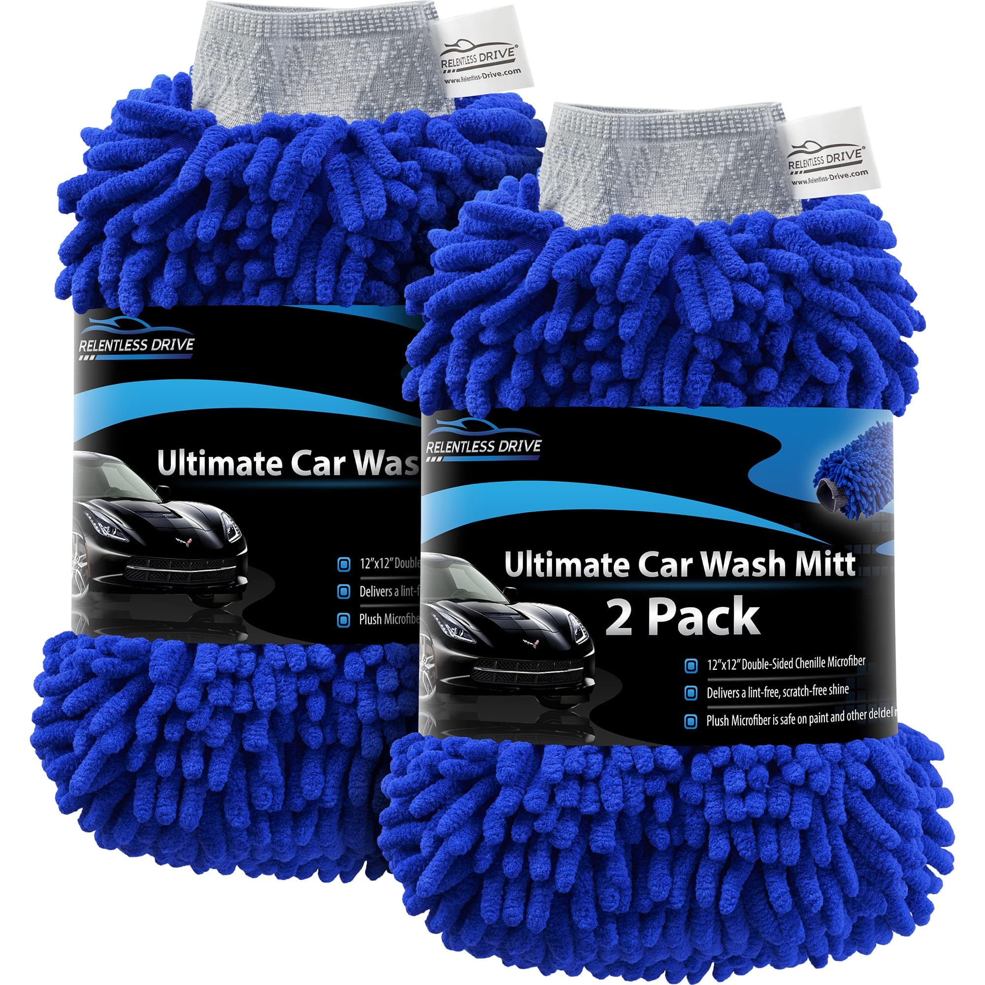 DI Microfiber Blue Monster Hybrid Car Wash Mitt - 10 x 8 - Detailed Image
